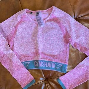 Gymshark Pink & Grey Long Sleeve Crop Top- Small